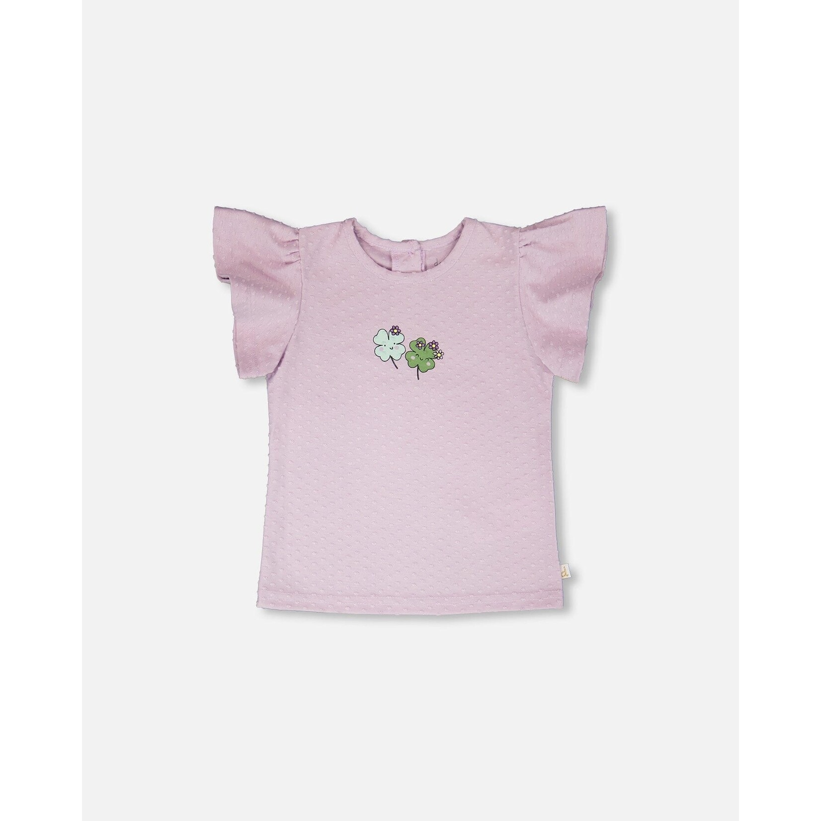 Deux par Deux DEUX PAR DEUX- T-shirt en jersey lavande avec imprimé de trèfles 'Trèfles et violettes'