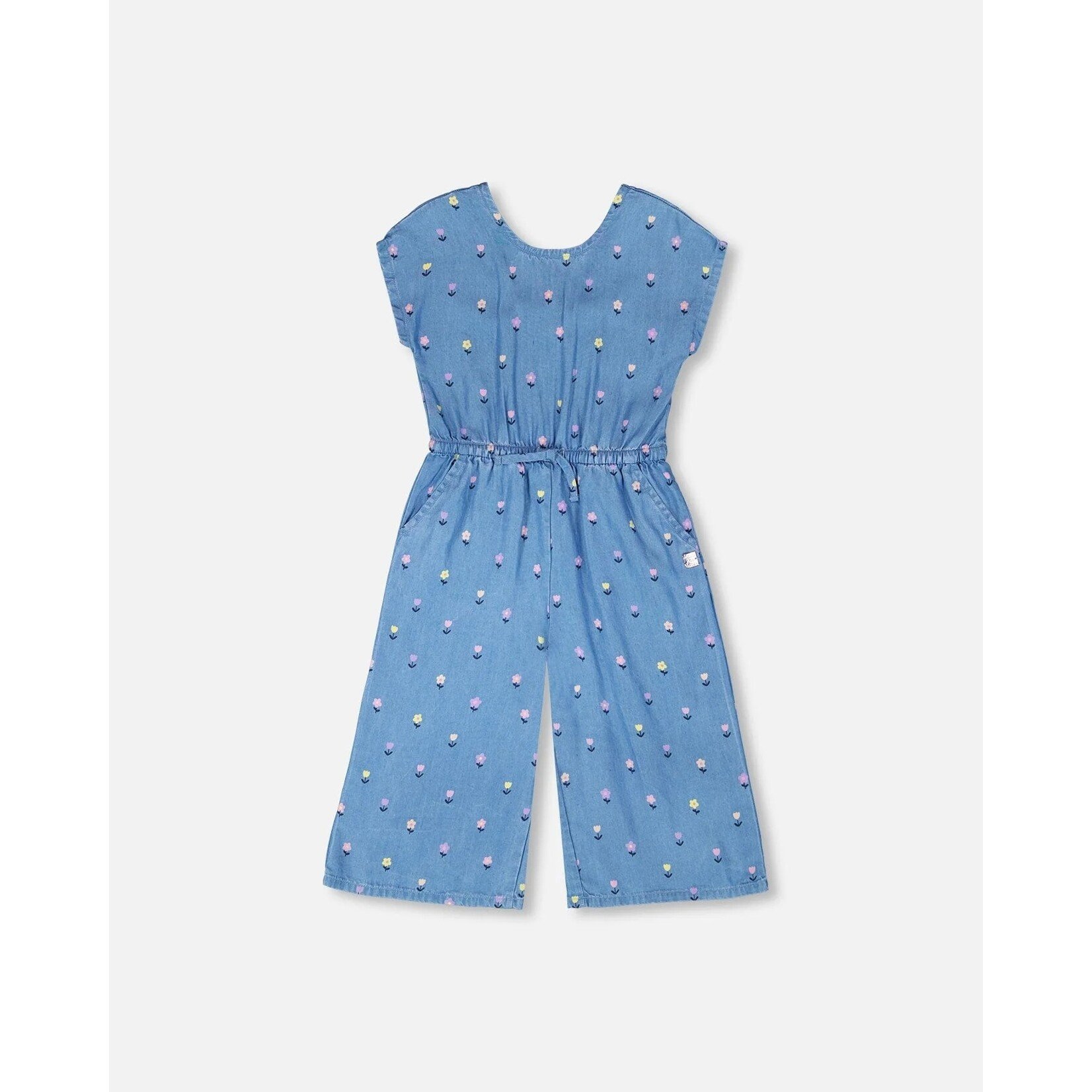 Deux par Deux DEUX PAR DEUX - Combinaison en chambray bleu denim avec imprimé de fleurs 'Les essentiels filles'