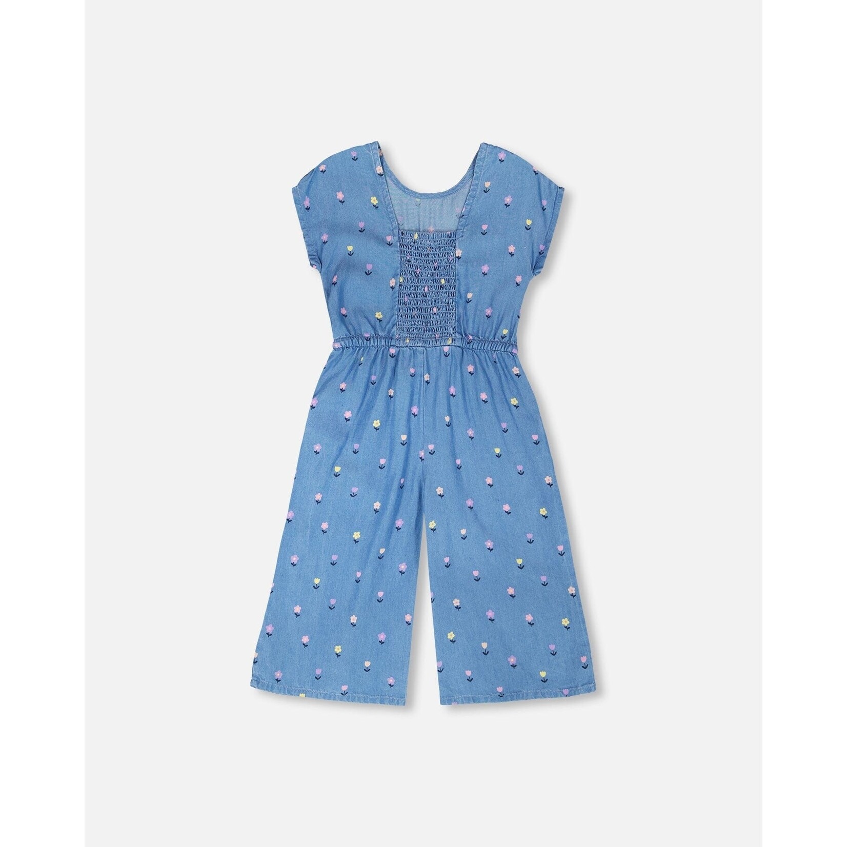 Deux par Deux DEUX PAR DEUX - Combinaison en chambray bleu denim avec imprimé de fleurs 'Les essentiels filles'