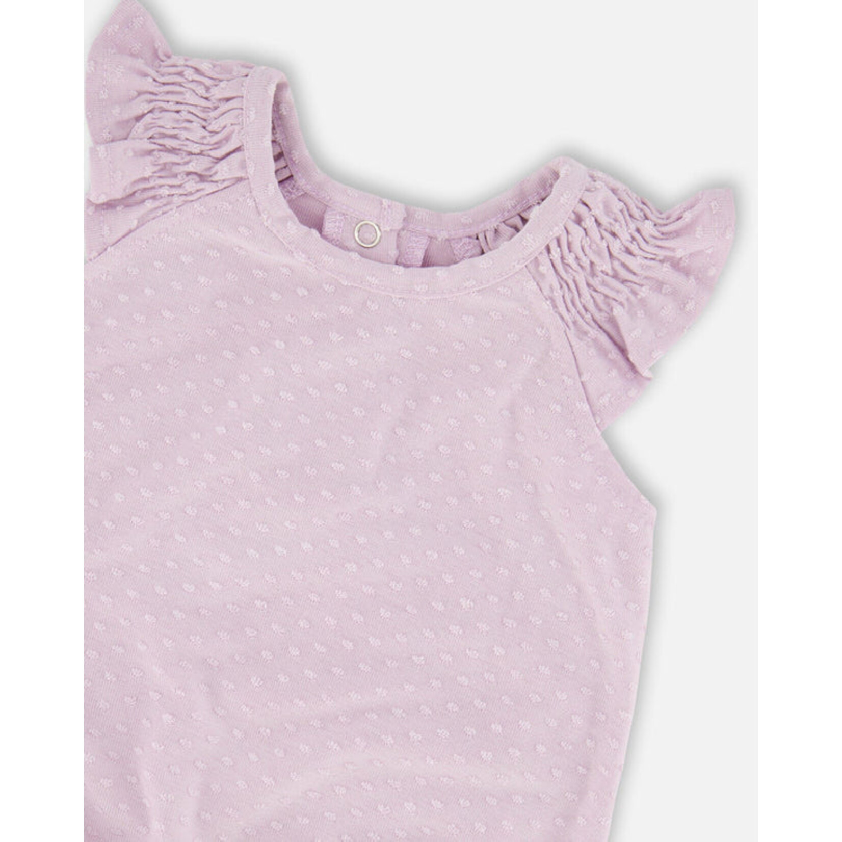 Deux par Deux DEUX PAR DEUX - Lavender jersey romper 'Clover and violets'