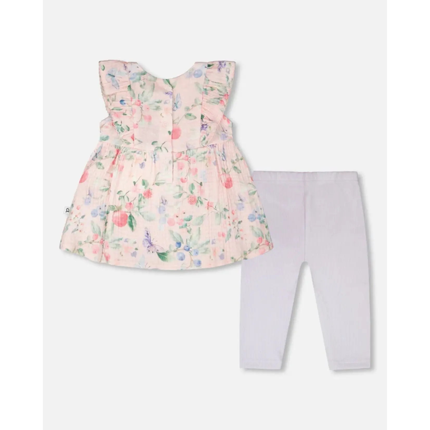 Deux par Deux DEUX PAR DEUX - 'Blueberry Cuddles' pink ribbed jersey tunic and leggings set