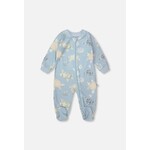 Deux par Deux DEUX PAR DEUX - One-piece pyjamas in blue organic cotton jersey with turtle print 'At a Turtle'