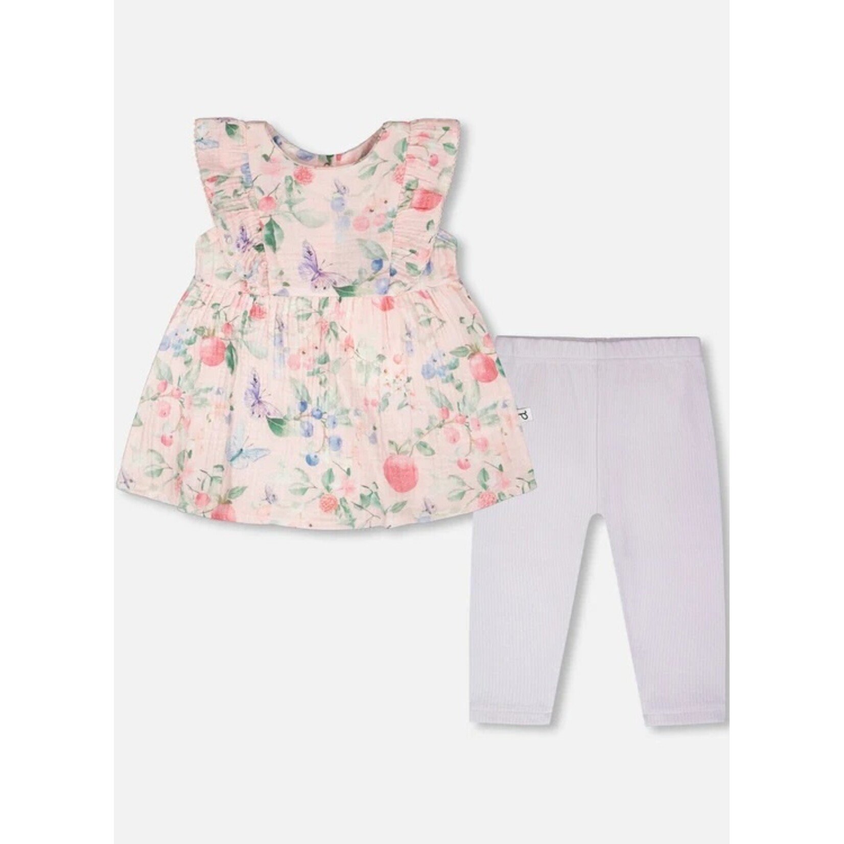 Deux par Deux DEUX PAR DEUX - 'Blueberry Cuddles' pink ribbed jersey tunic and leggings set