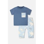 Deux par Deux DEUX PAR DEUX - 'Turtle-stepping' jersey t-shirt and trousers set in blue