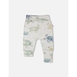 Deux par Deux DEUX PAR DEUX - Adjustable trousers in heather grey organic cotton jersey with a turtle print, 'At a Turtle's Pace'