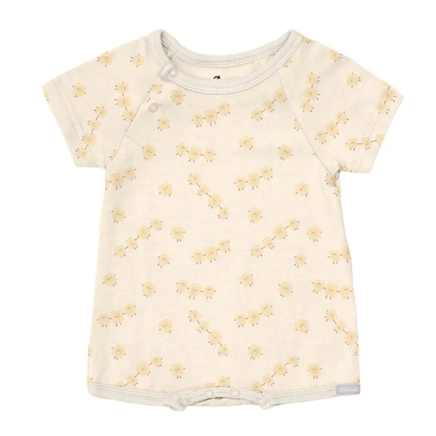 Coccoli COCCOLI - Pale yellow baby romper with ravioli print