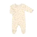 Coccoli COCCOLI - One-piece baby pyjamas in pale yellow modal with ravioli print