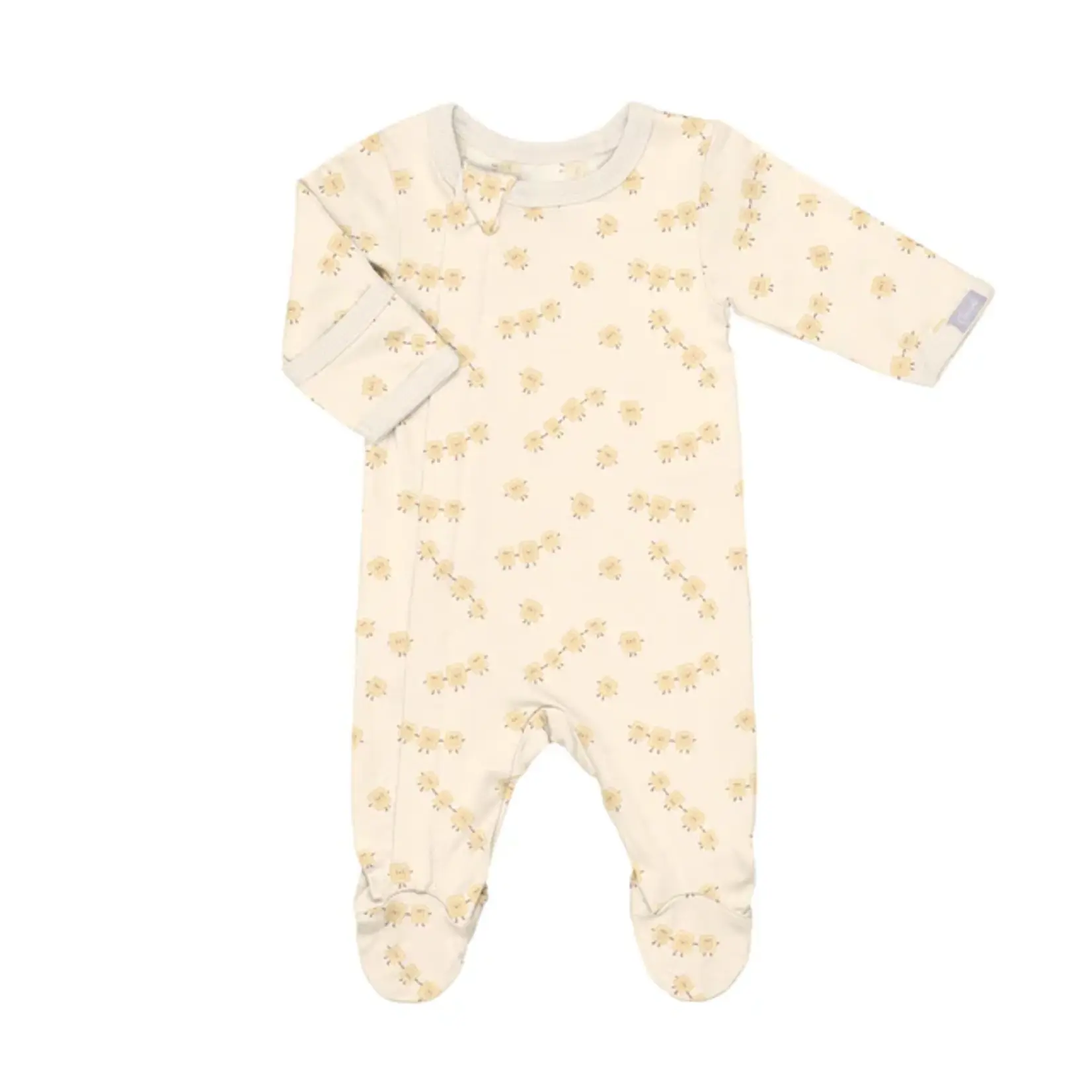 Coccoli COCCOLI - One-piece baby pyjamas in pale yellow modal with ravioli print