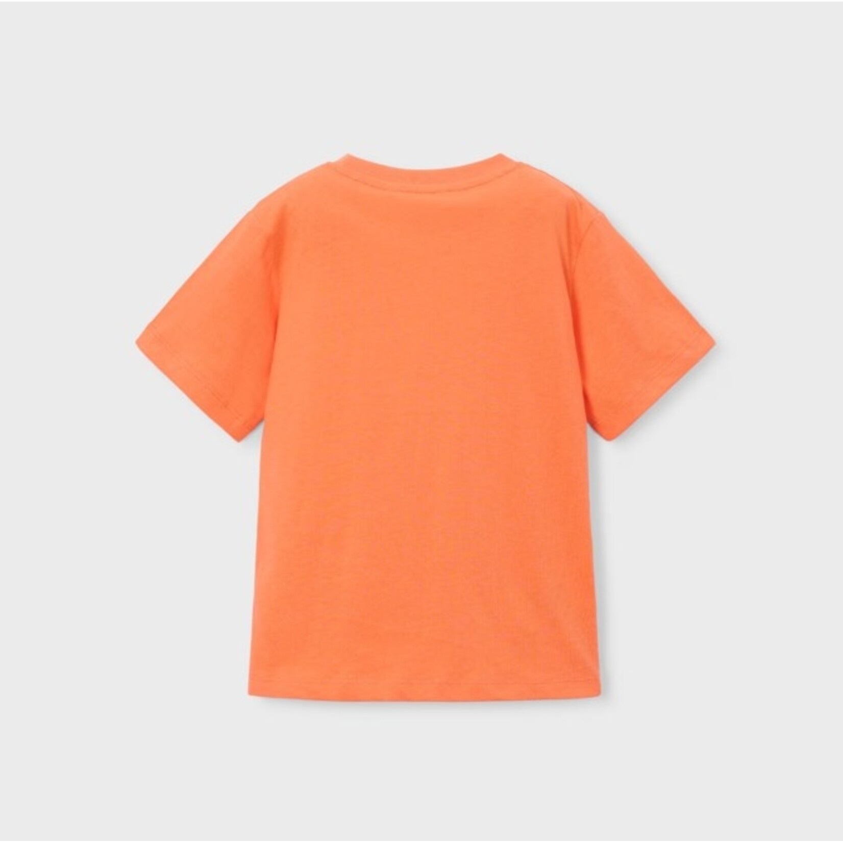 Mayoral MAYORAL - Orange short-sleeved T-shirt with a blocky surfer monkey print