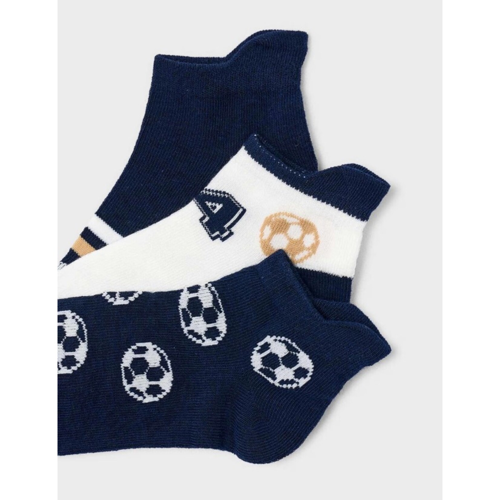 Mayoral MAYORAL - Lot de 3 paires de chaussettes 'Bleu marin, Jaune et Blanc avec ballons de soccer'