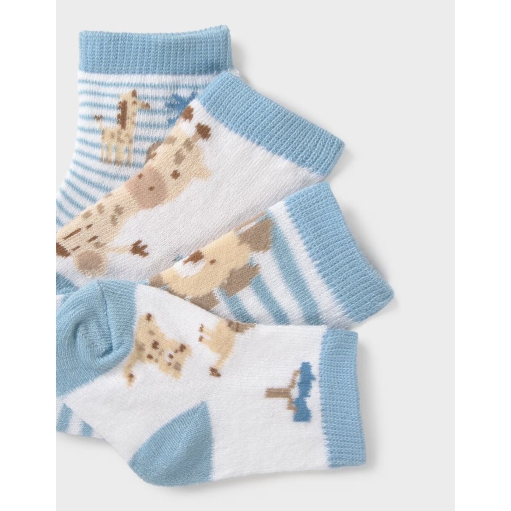 Mayoral MAYORAL - Pack of 4 pairs of baby socks 'Lions and Giraffes - Yellow-White-Blue'