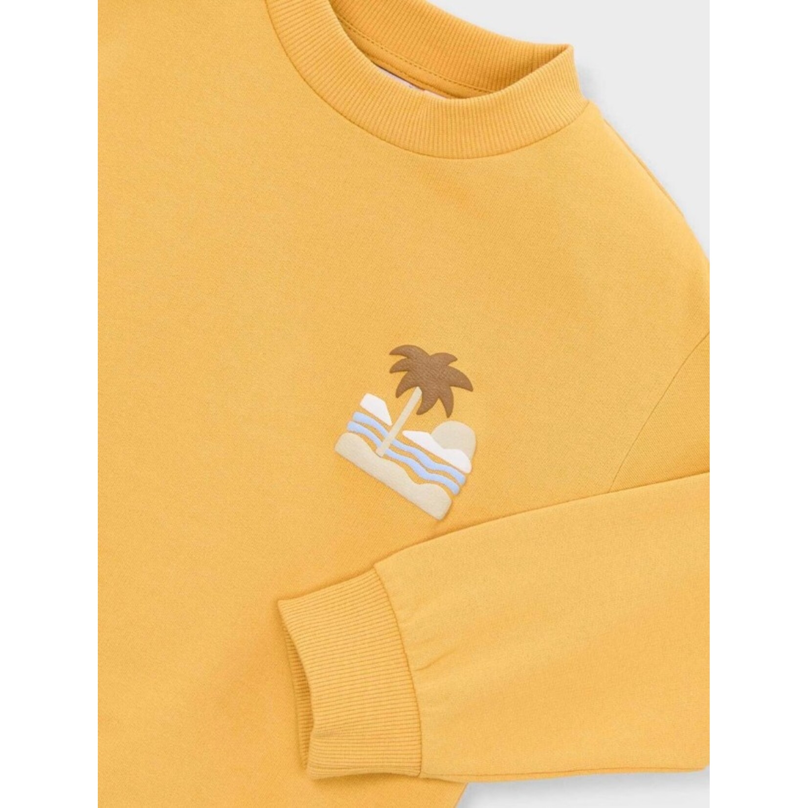 Mayoral MAYORAL - Peach long-sleeved pullover style sweater with a palm tree design