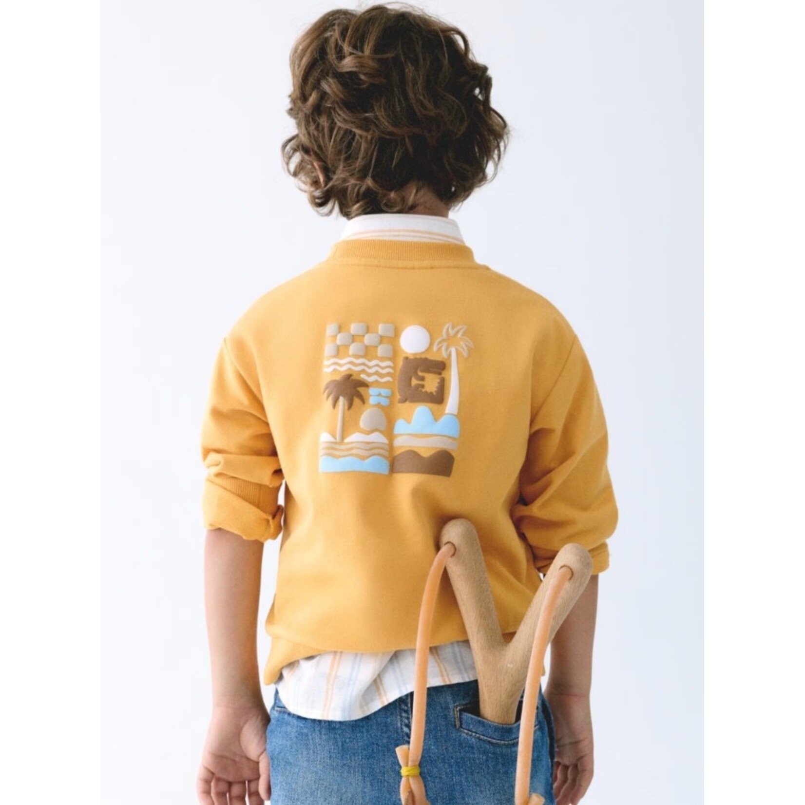 Mayoral MAYORAL - Chandail de style pull à manches longues pêche avec un design de palmier