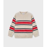 Mayoral MAYORAL - Beige long-sleeved sweater with red and navy stripes
