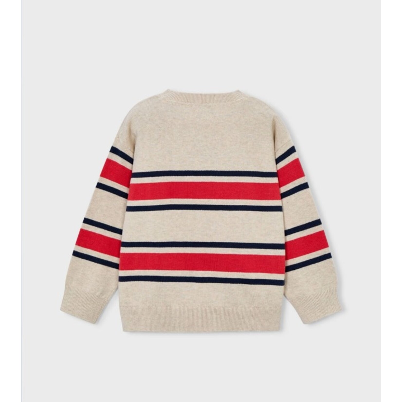 Mayoral MAYORAL - Beige long-sleeved sweater with red and navy stripes
