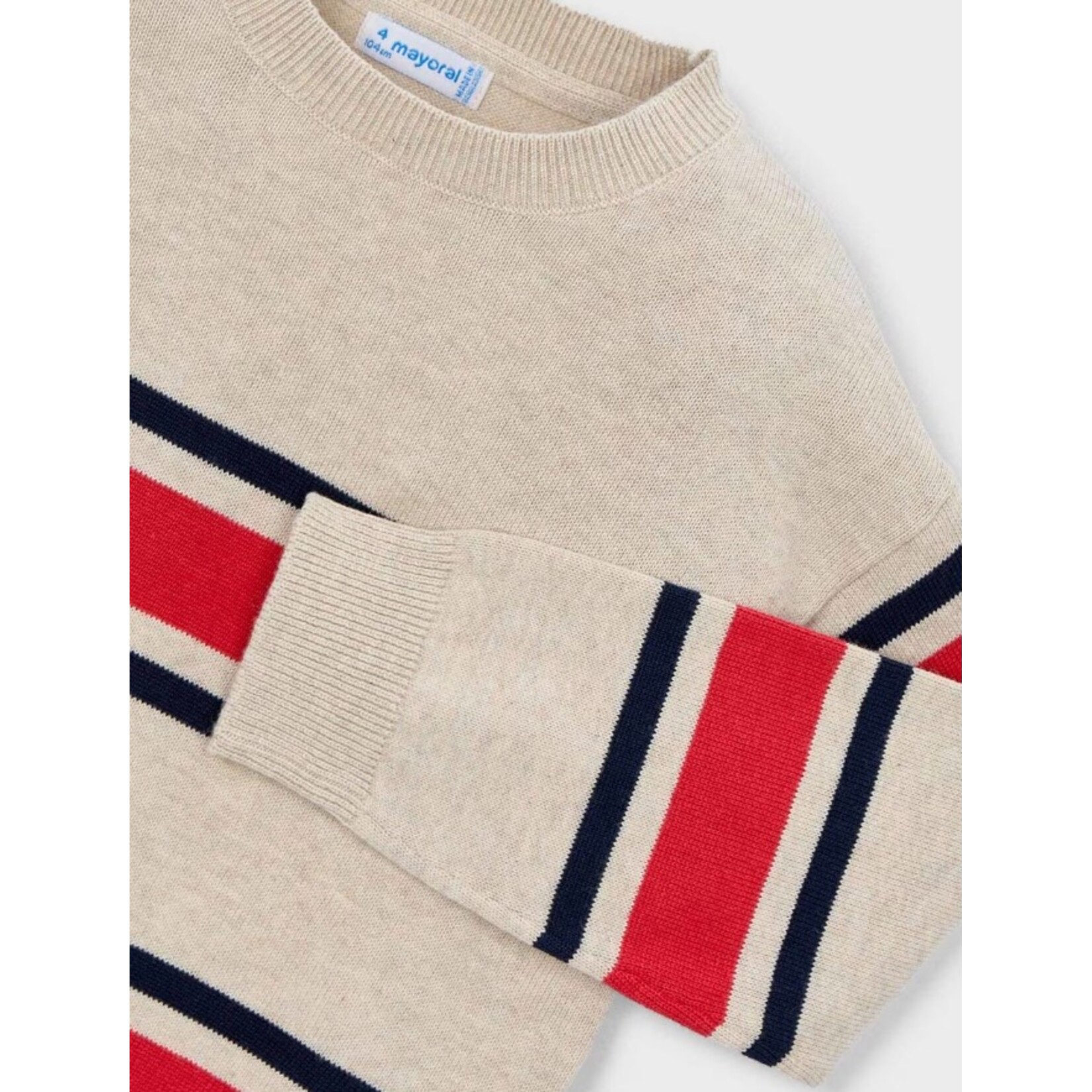Mayoral MAYORAL - Chandail de style pull beige à manches longues rayé rouge et bleu marin