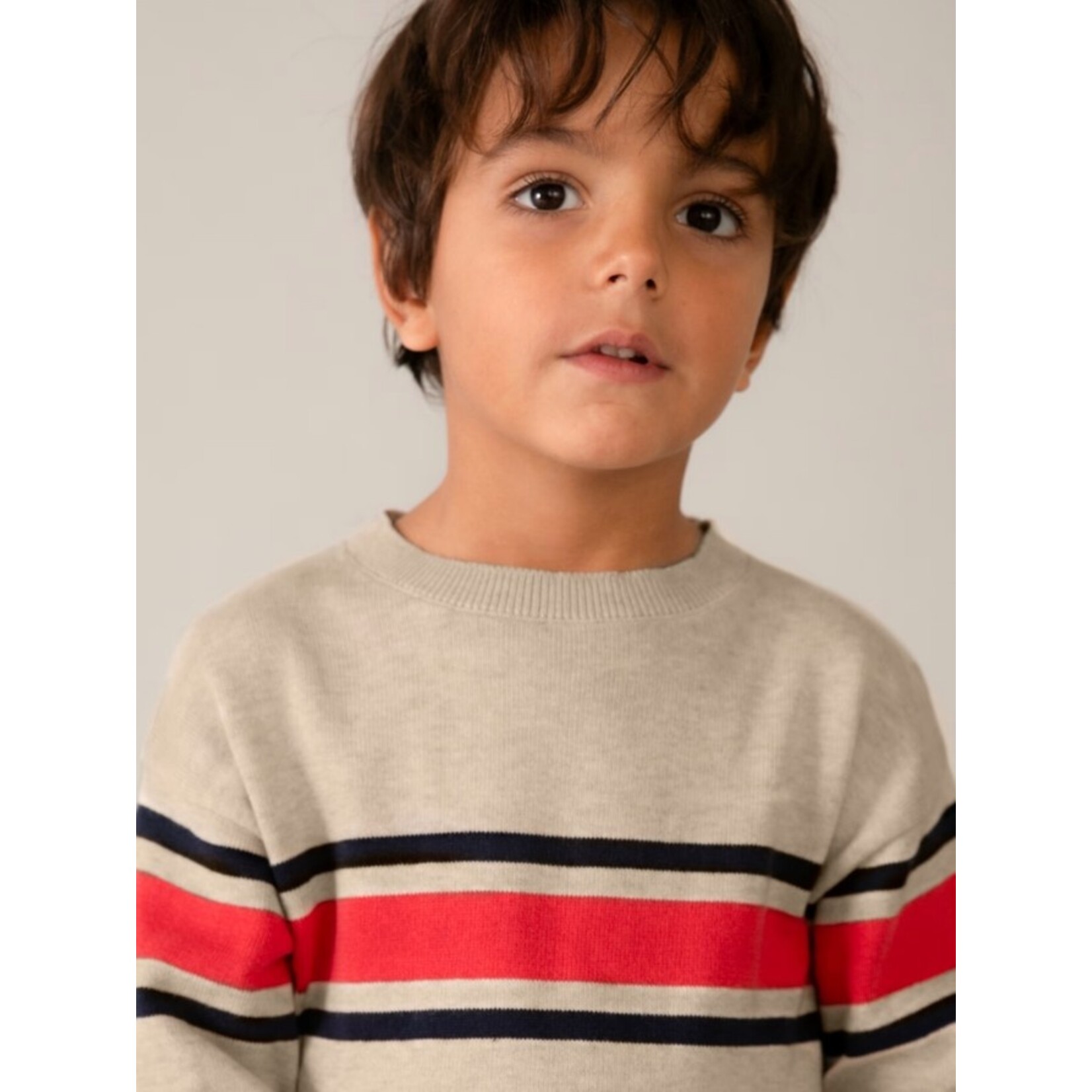 Mayoral MAYORAL - Chandail de style pull beige à manches longues rayé rouge et bleu marin