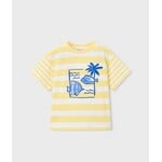 Mayoral MAYORAL - T-shirt blanc rayé jaune avec motif relief de poissons