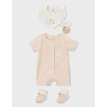 Mayoral MAYORAL - Ensemble 3 morceaux - Pyjama court, bavoir et chaussettes beige à imprimé de canards