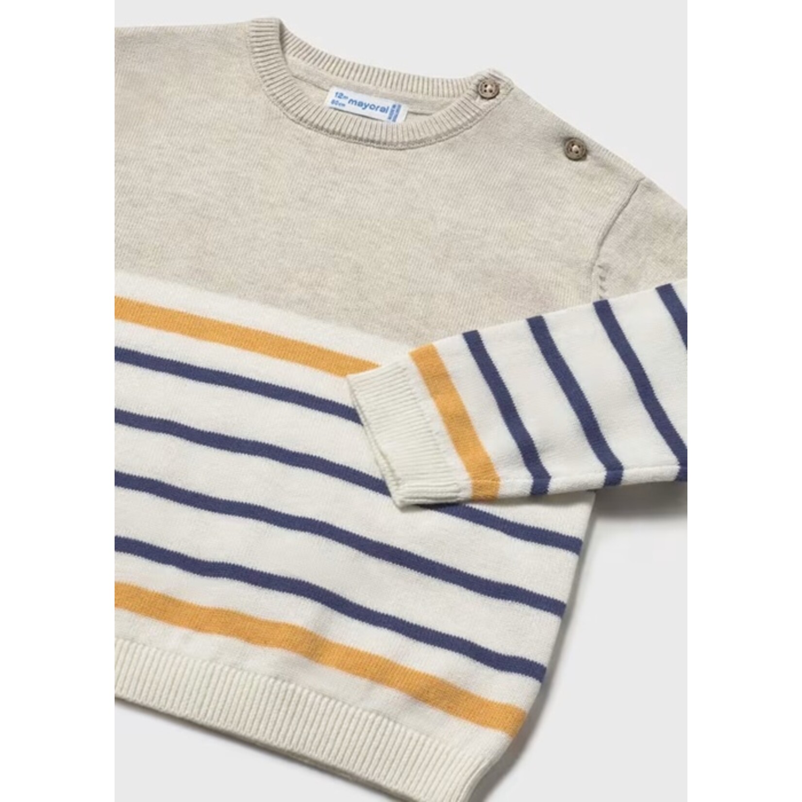 Mayoral MAYORAL - Chandail de style pull blanc et beige ligné jaune et bleu