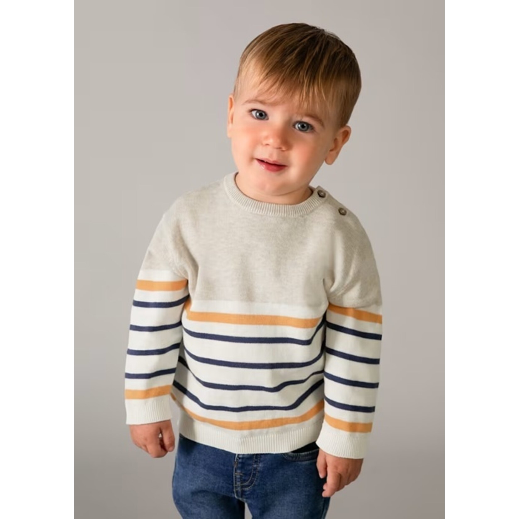 Mayoral MAYORAL - Chandail de style pull blanc et beige ligné jaune et bleu