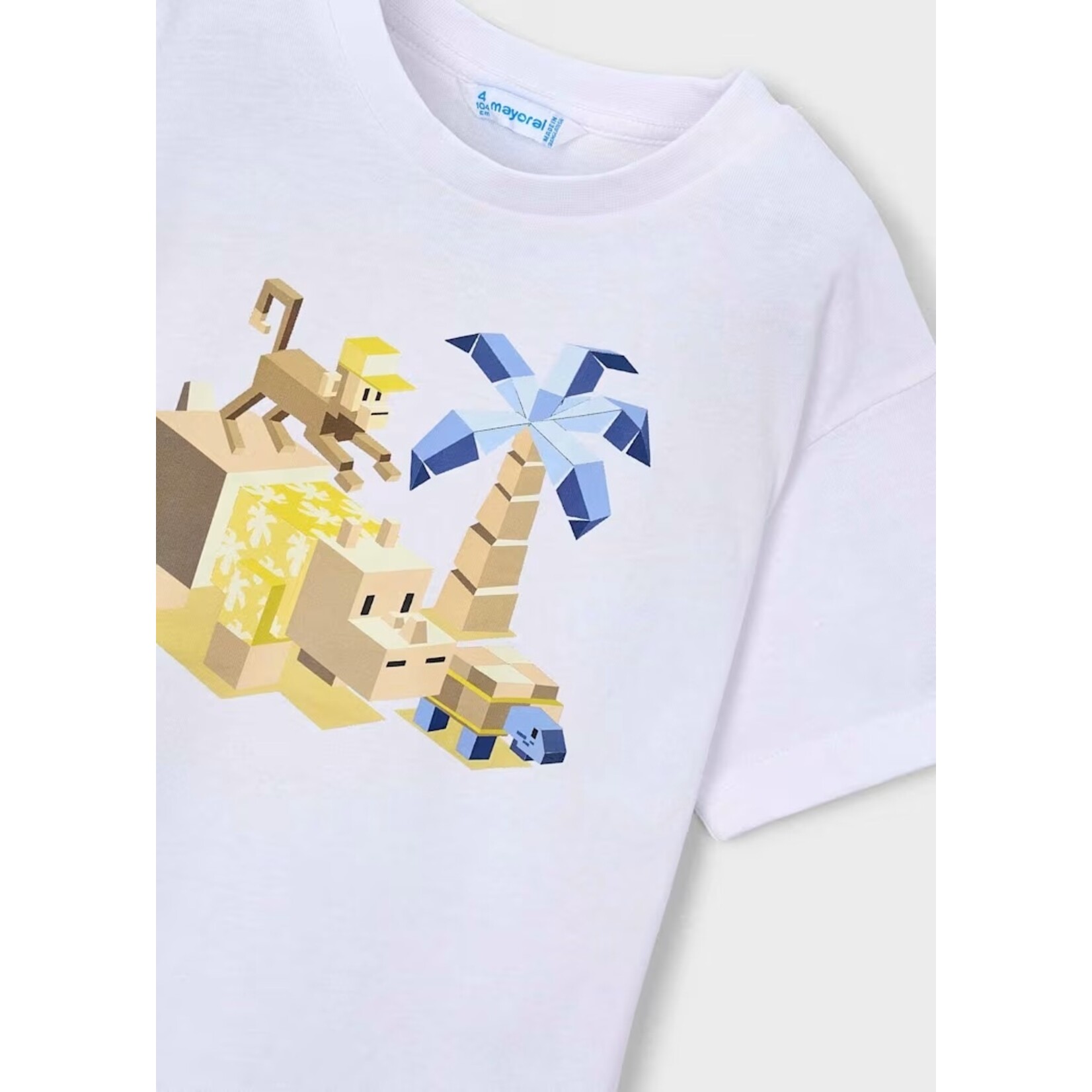 Mayoral MAYORAL - Ensemble 3 pièces - Deux t-shirt à manches courtes avec imprimé d'animaux de la savane cubique et un short bleu