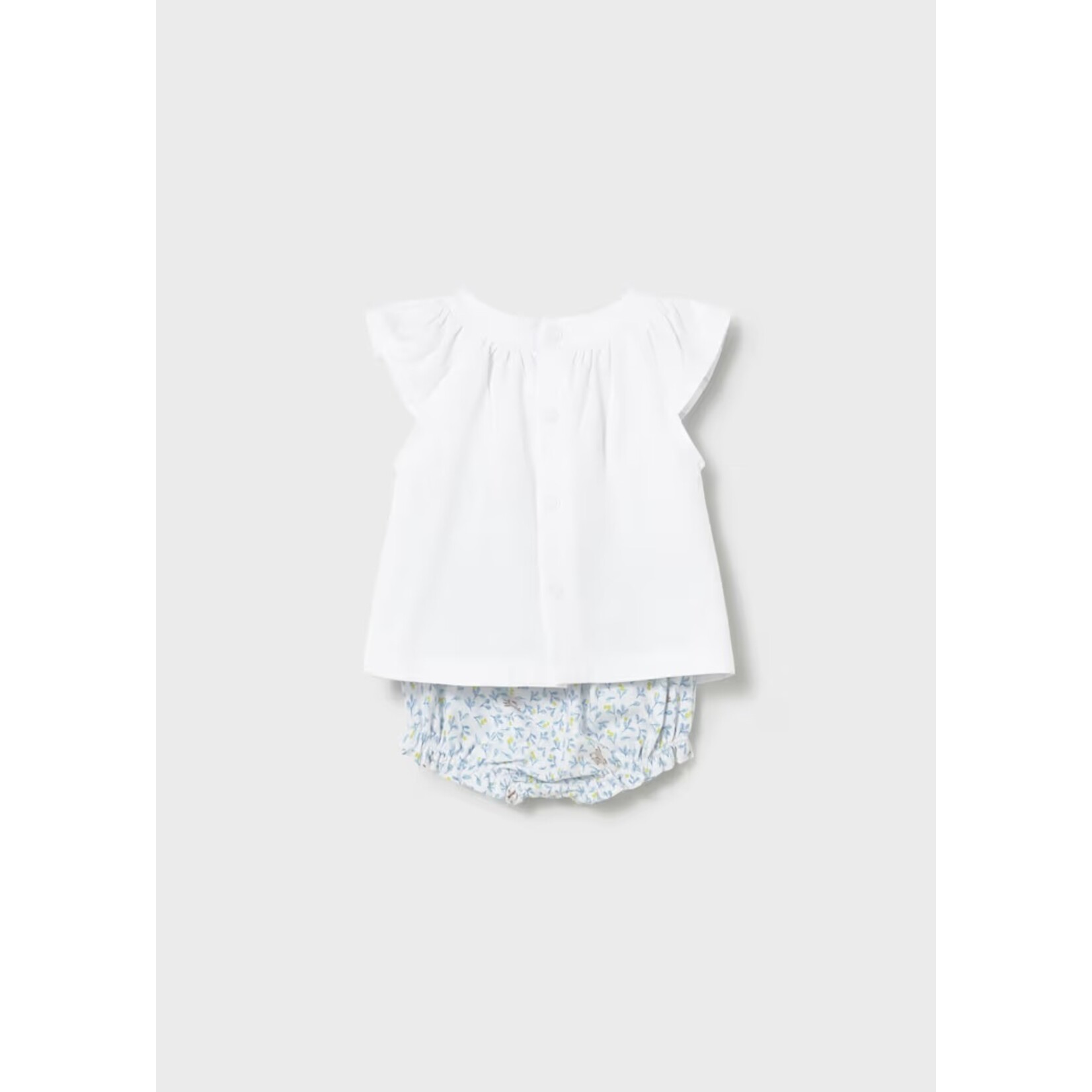 Mayoral MAYORAL - 2-piece set with floral embroidered top and leaf print shorts