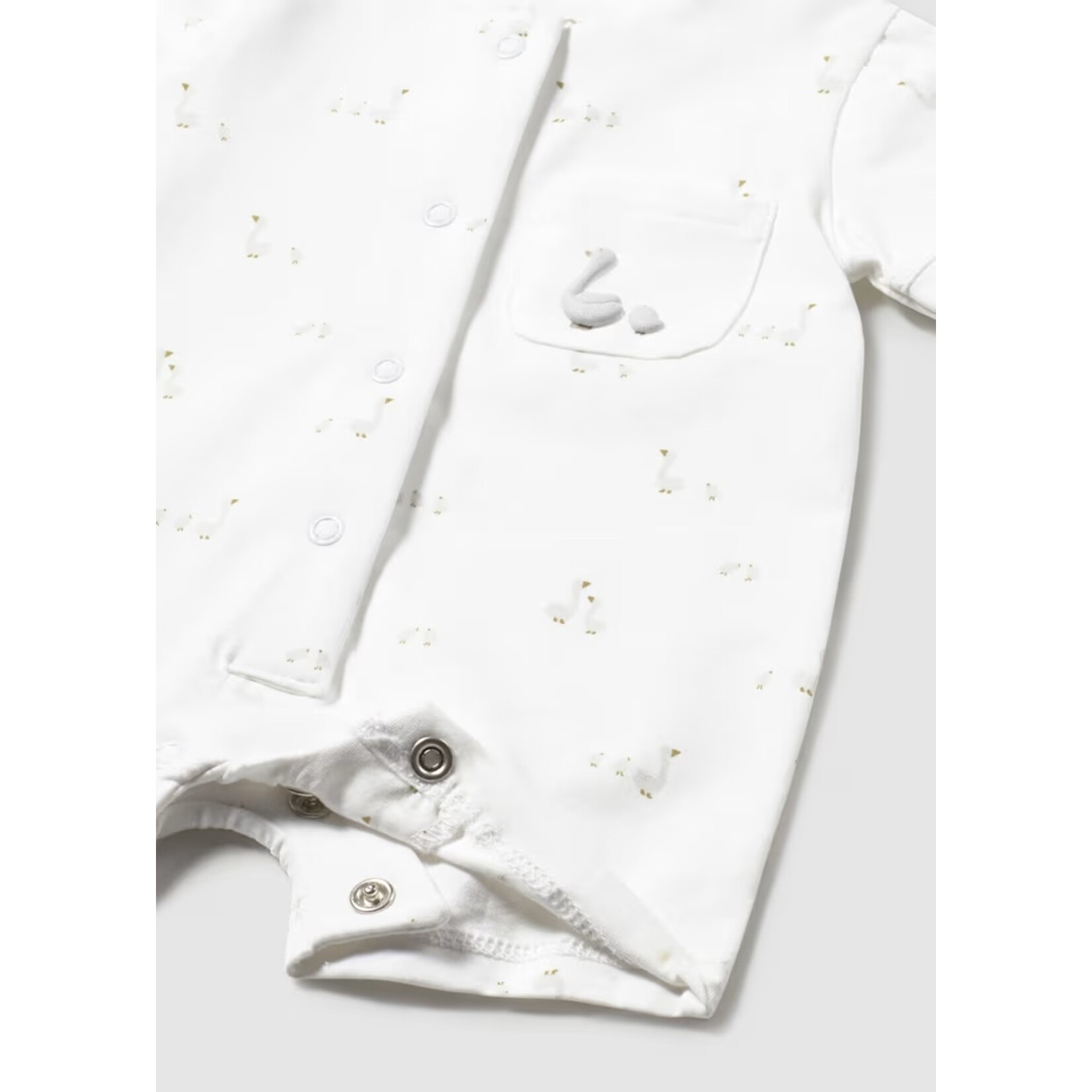 Mayoral MAYORAL - 3-piece set - Short pyjamas, bib and socks in white with duck print