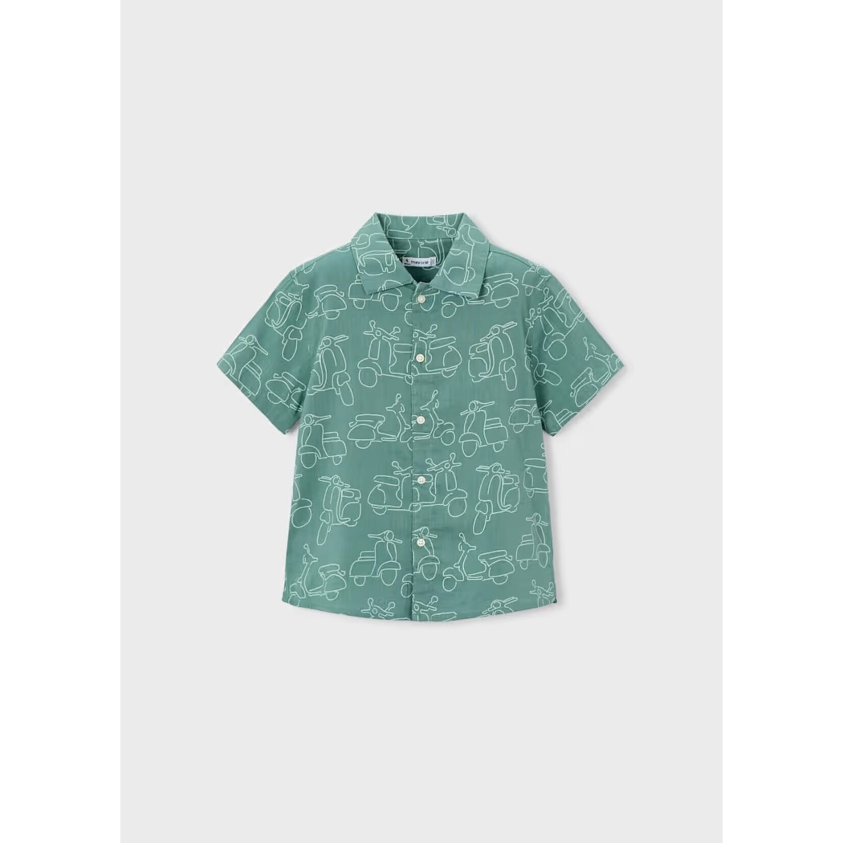 Mayoral MAYORAL - Chemise à manches courtes vert-de-gris à imprimé de vespas