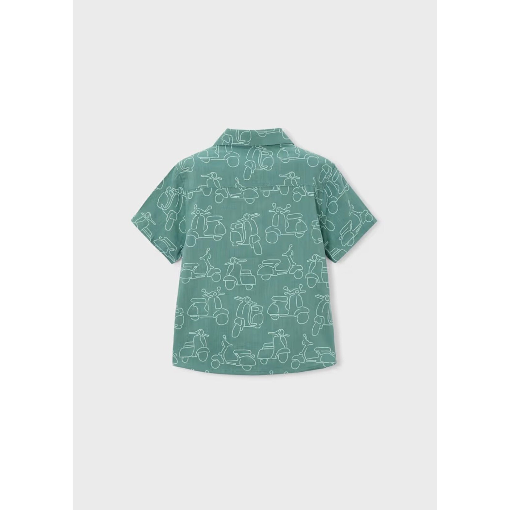 Mayoral MAYORAL - Short-sleeved shirt in green-grey with Vespas print
