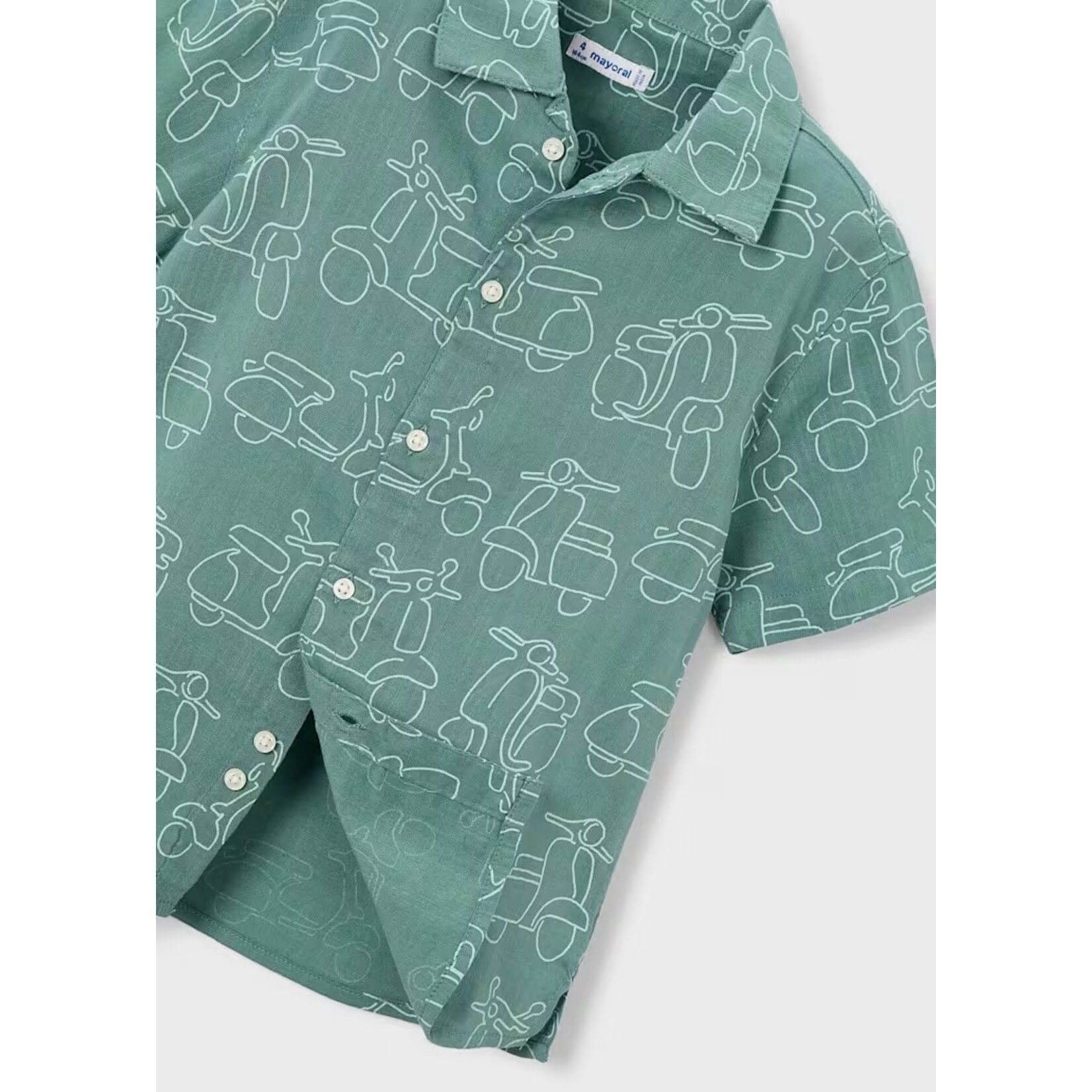 Mayoral MAYORAL - Short-sleeved shirt in green-grey with Vespas print