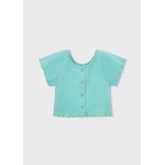 Mayoral MAYORAL - Turquoise crinkled effect cotton short-sleeved T-shirt