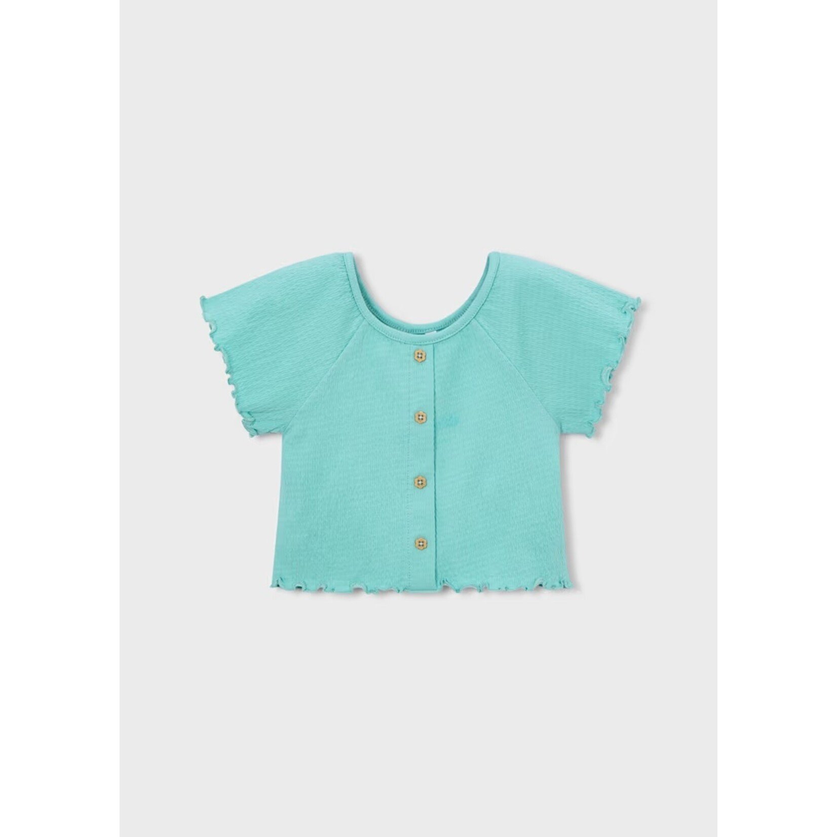 Mayoral MAYORAL - Turquoise crinkled effect cotton short-sleeved T-shirt