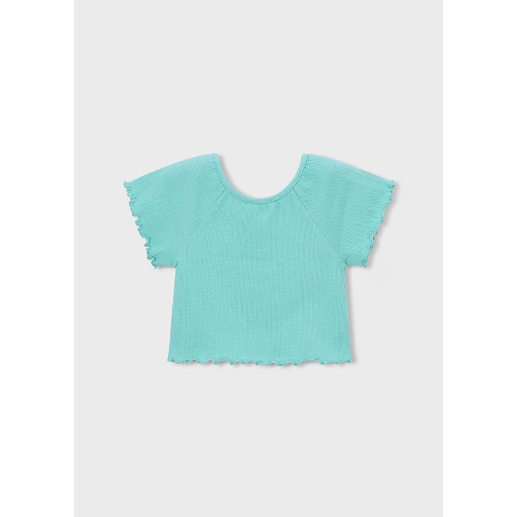 Mayoral MAYORAL - Turquoise crinkled effect cotton short-sleeved T-shirt