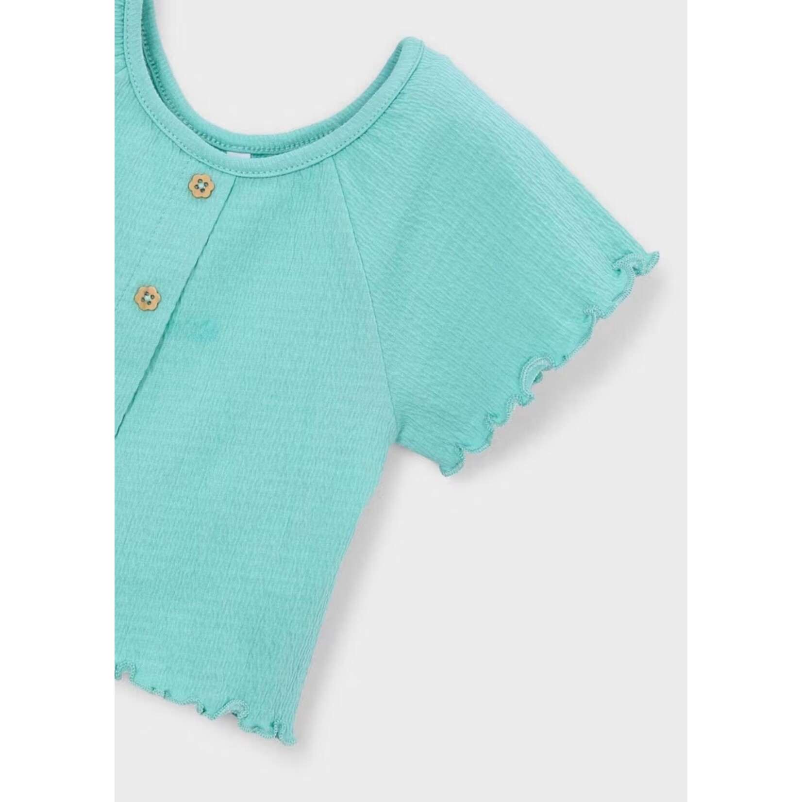 Mayoral MAYORAL - Turquoise crinkled effect cotton short-sleeved T-shirt