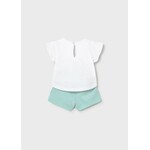 Mayoral MAYORAL - Ensemble 2 pièces avec haut blanc à imprimé de lapins et short uni turquoise