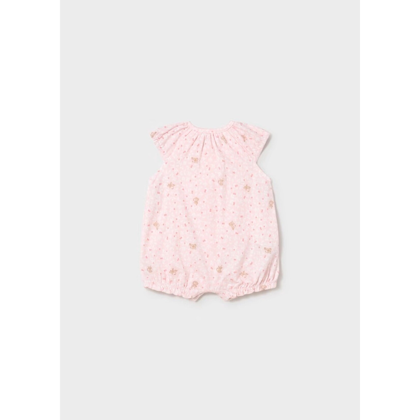 Mayoral MAYORAL - Pale pink romper with floral and kitten print