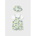 Mayoral MAYORAL - 3-piece set - short-sleeved white t-shirt, overalls and hat with a reptile print