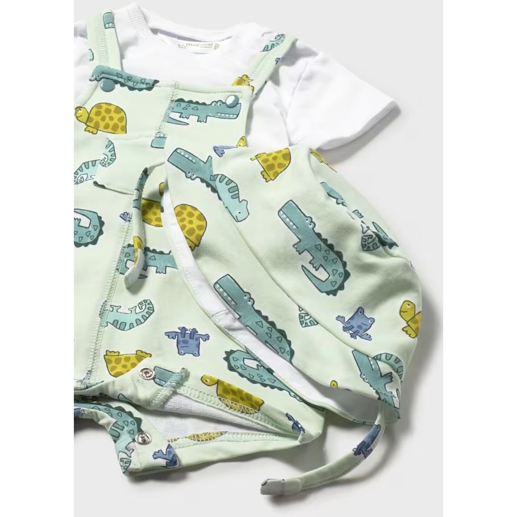 Mayoral MAYORAL - 3-piece set - short-sleeved white t-shirt, overalls and hat with a reptile print