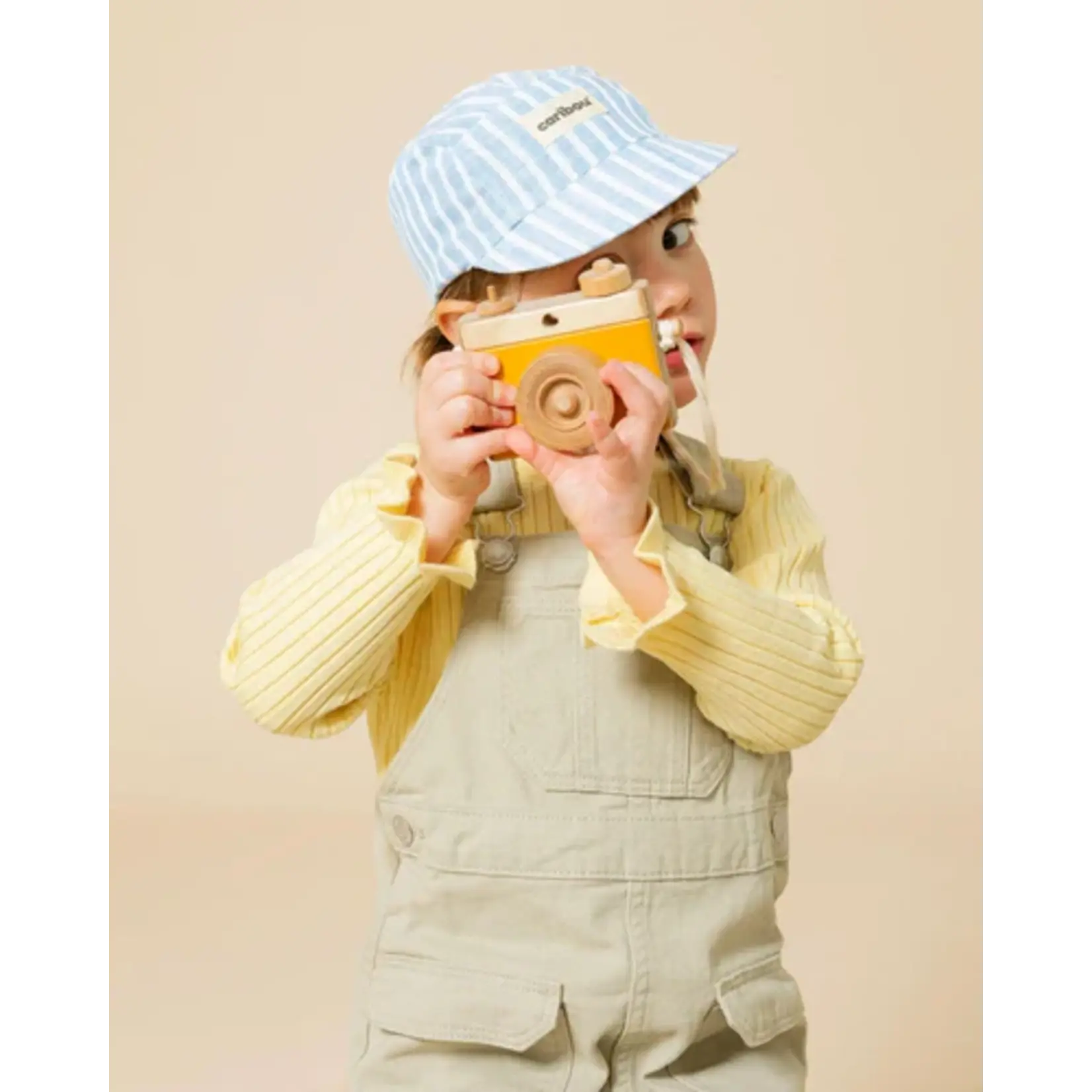 Caribou CARIBOU - Casquette souple en lin rayée bleue