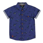 Nanö NANÖ - Navy Short Sleeved Button Up Shirt with Bicycle Print 'Tout terrain'