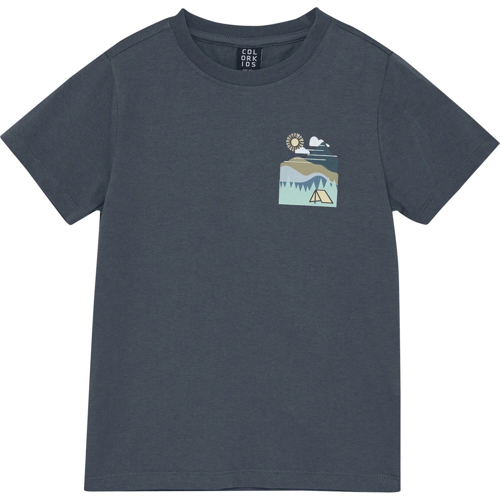 Color Kids COLORKIDS - Dark grey T-shirt with 'Get Outside' camping print