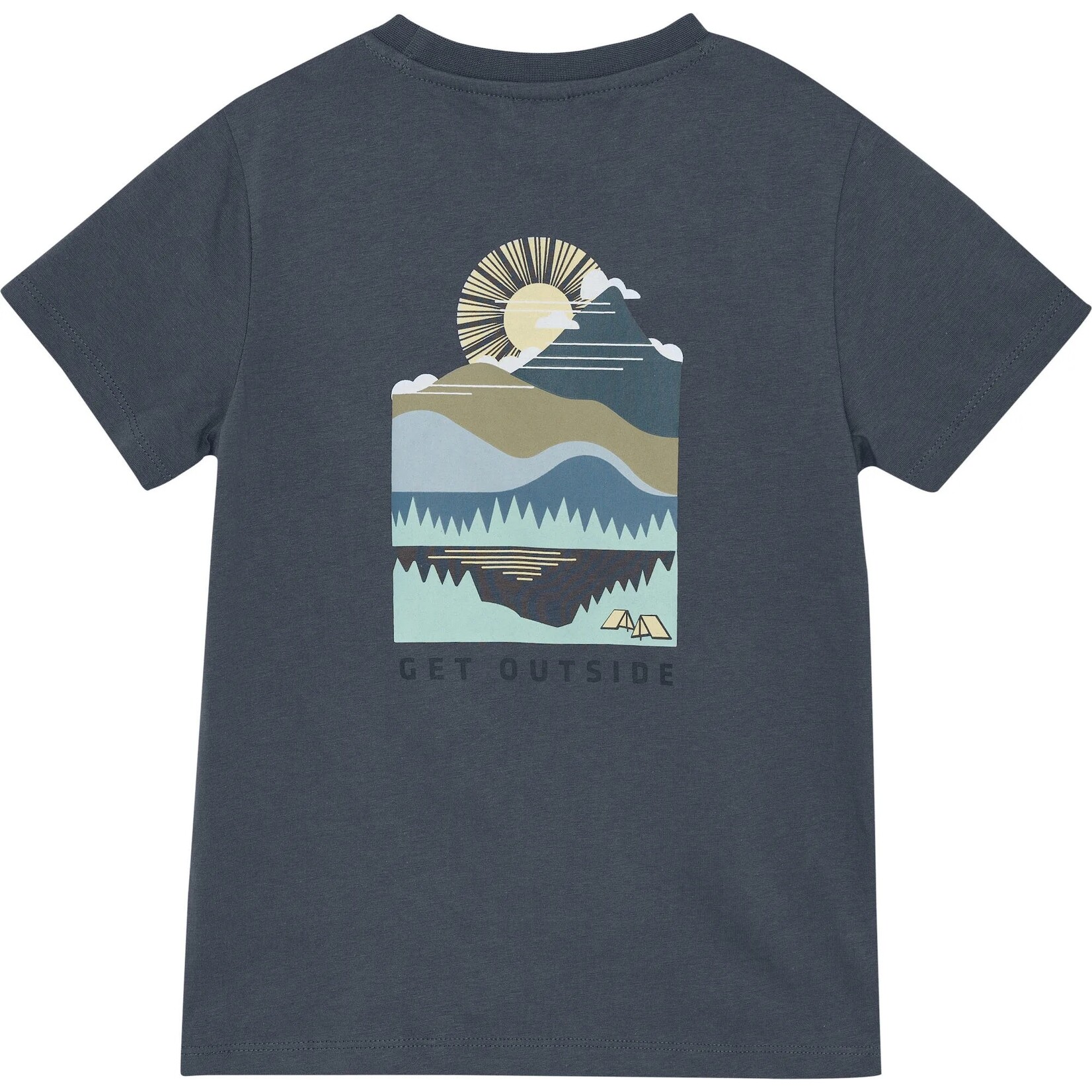 Color Kids COLORKIDS - T-shirt gris foncé avec imprimé de camping 'Get Outside'