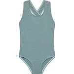 Color Kids COLORKIDS - Green and white striped one-piece swimsuit