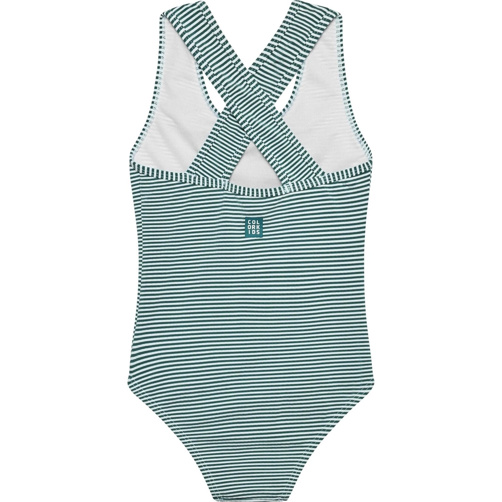 Color Kids COLORKIDS - Green and white striped one-piece swimsuit