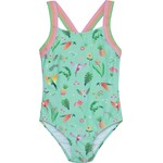 Color Kids COLORKIDS - Maillot une pièce turquoise avec motif d'oiseaux tropicaux