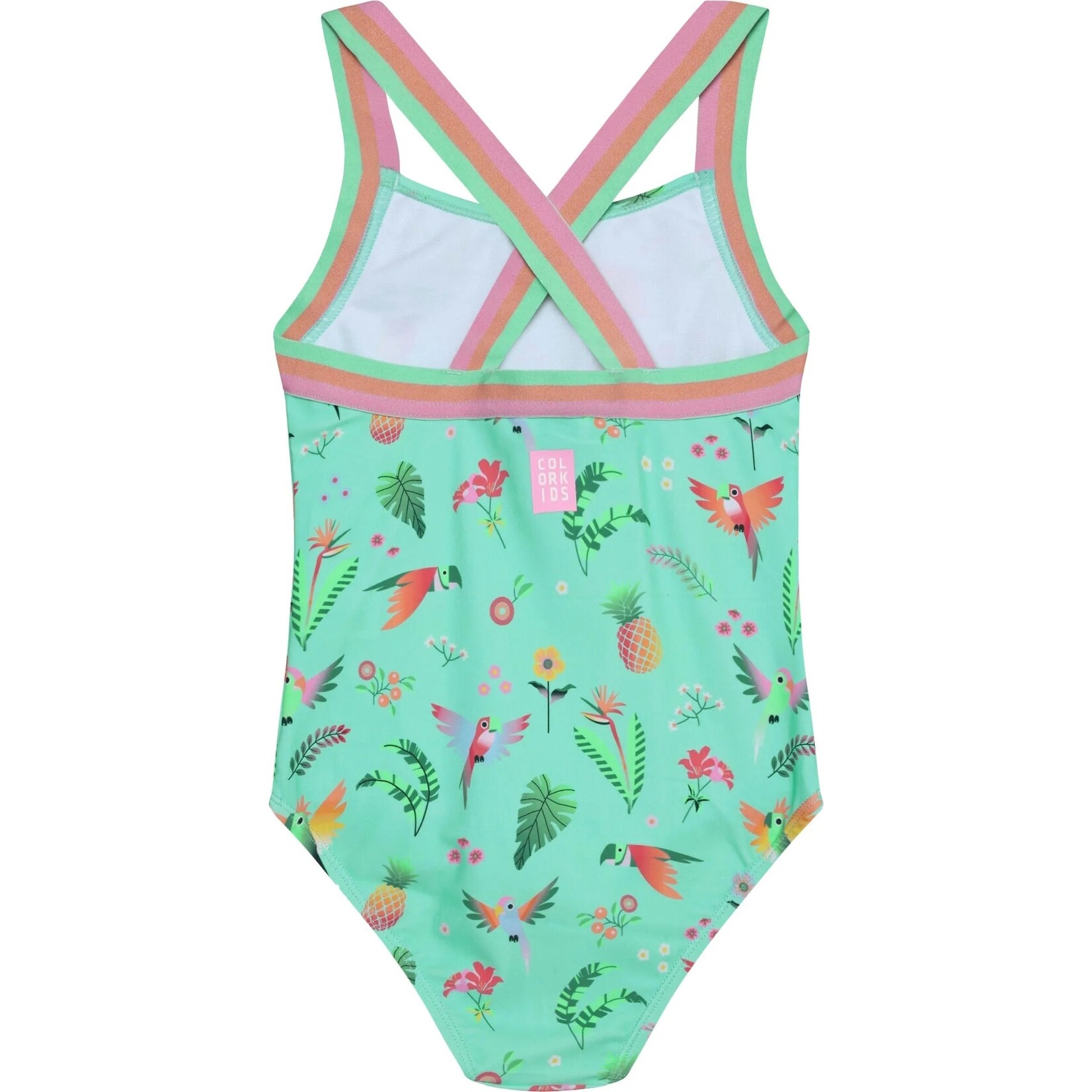 Color Kids COLORKIDS - Maillot une pièce turquoise avec motif d'oiseaux tropicaux