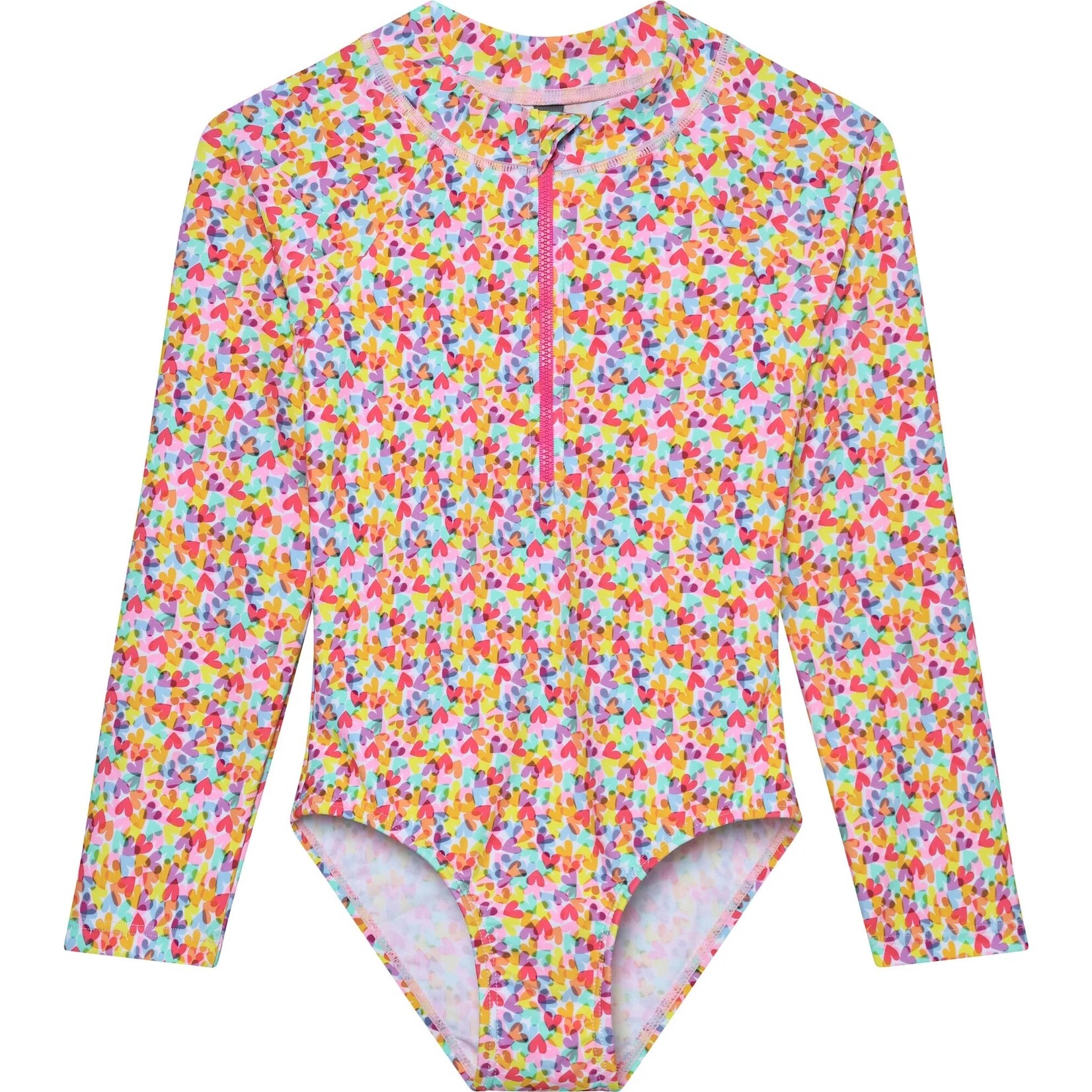 Color Kids COLORKIDS - Long-sleeved one-piece swimsuit with colorful heart print