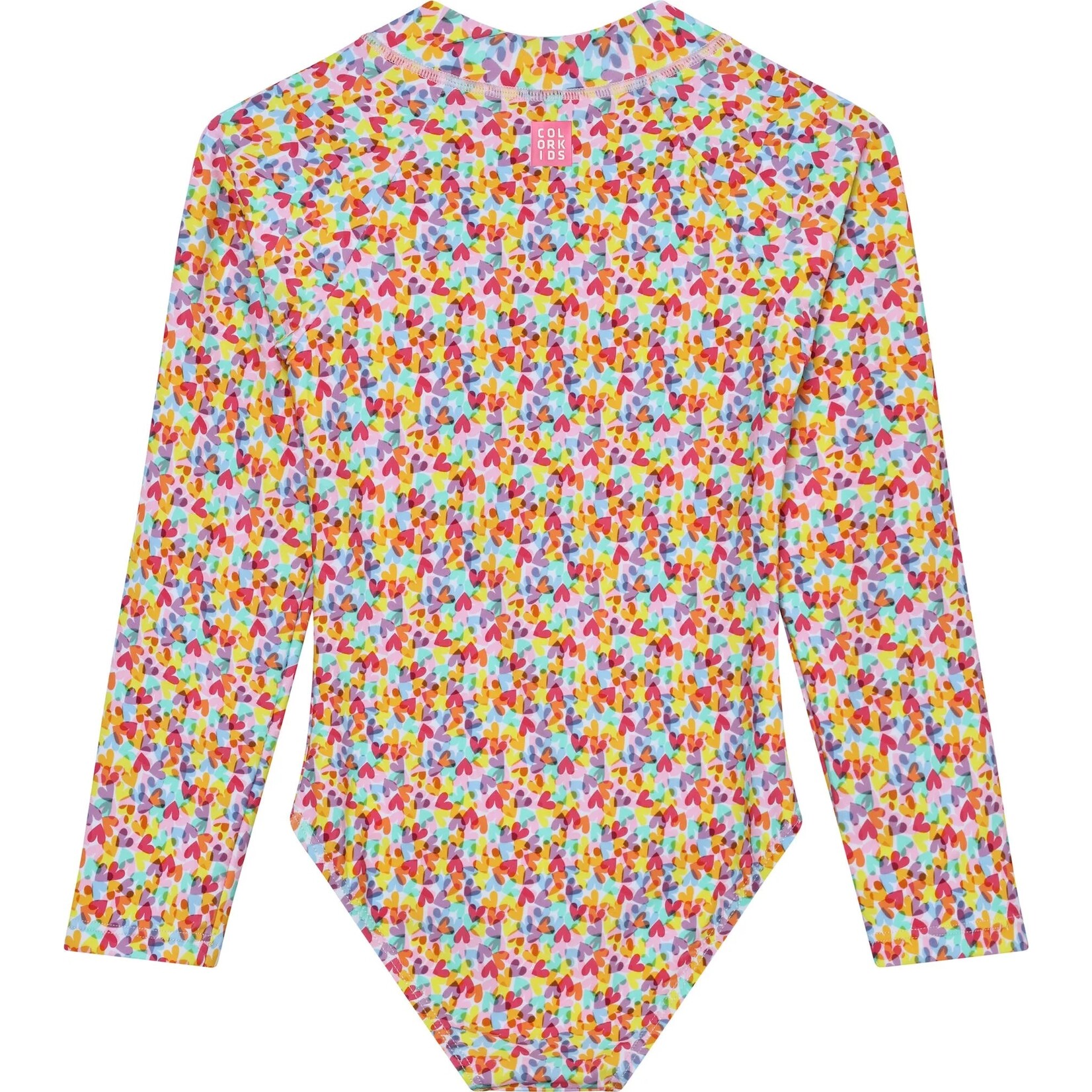 Color Kids COLORKIDS - Long-sleeved one-piece swimsuit with colorful heart print