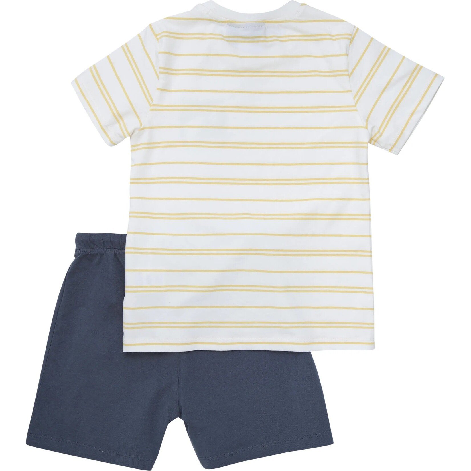 Color Kids COLORKIDS - Ensemble 2 pièces composé d'un t-shirt blanc ligné jaune et un short bleu marin